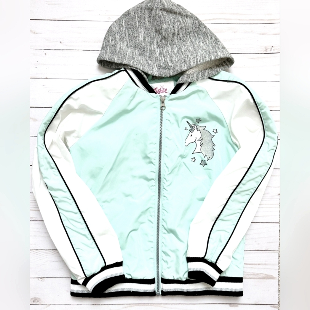 Justice Unicorn Zippered Hoodie Size 16/18